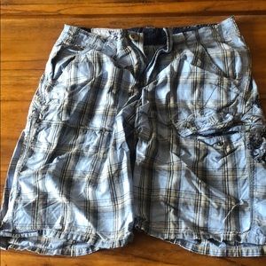 Blue plaid shorts